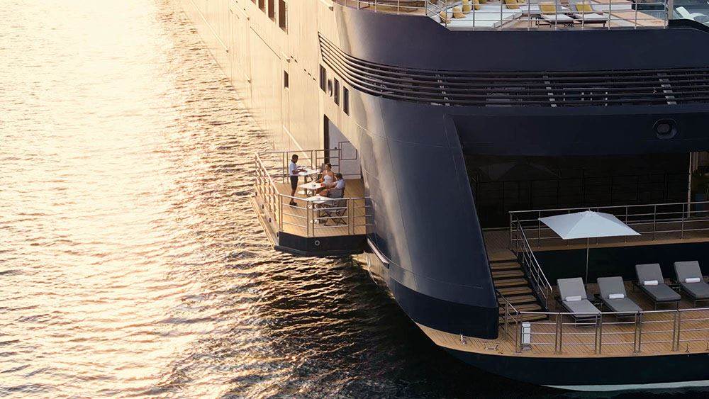balcony dining on ritz carlton yacht